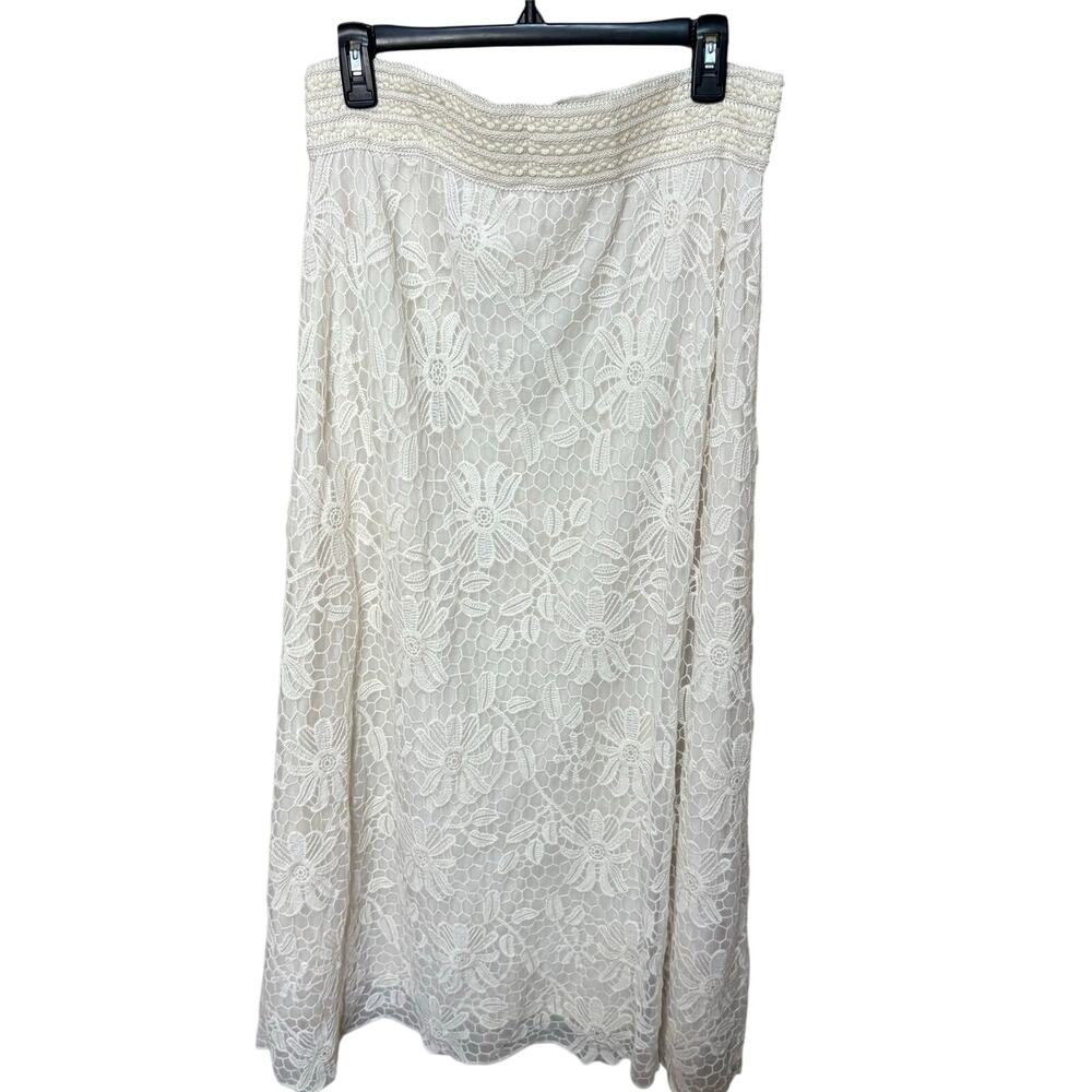 Cato White Lace Maxi Skirt Large